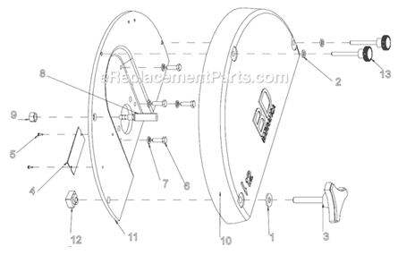 Blade Guard Assembly Diagram and Parts List for BD1272  Barranca Diamond Chop Saw